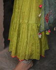 Nazneen Green Tissue Chanderi Gharara