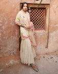 Nazneen Ivory Golden Tissue Chanderi Gharara