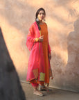 Nazneen Orange - Magenta Yoke Puckering Set