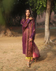 Nazneen Purple Yoke Puckering Kurta
