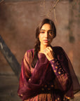 Nazneen Purple Yoke Puckering Kurta