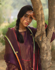 Nazneen Purple Yoke Puckering Kurta
