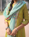 Nazneen Green Side kali Anarkali Set