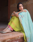 Nazneen Green Side kali Anarkali Set