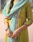 Nazneen Green Side Kali Kurta