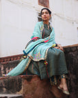 Nazneen Teal Side kali Anarkali Set