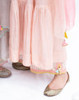 Gulnaaz Pastel Pink self scallop Puckering Kurta Set