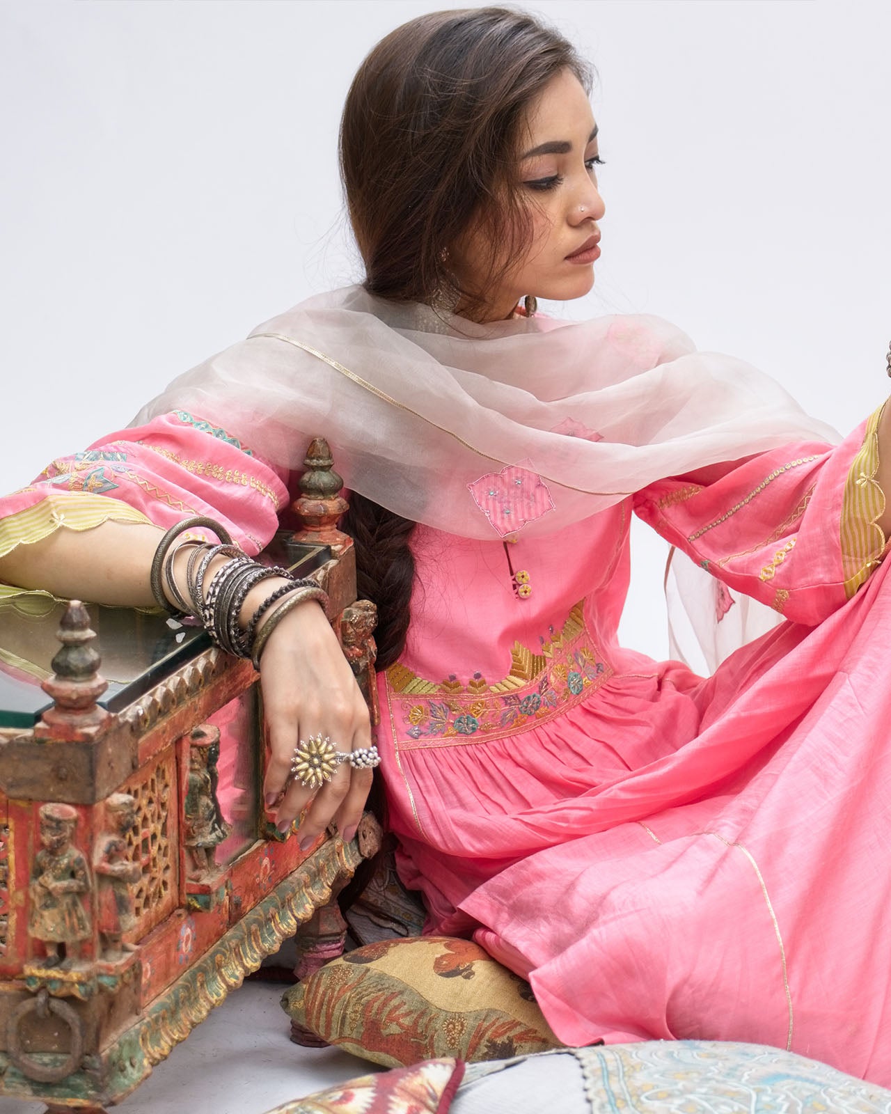 Gulnaaz Bright Pink Center Puckering Kurta