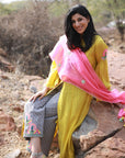 Bagh Yellow Jacket Kurta Set