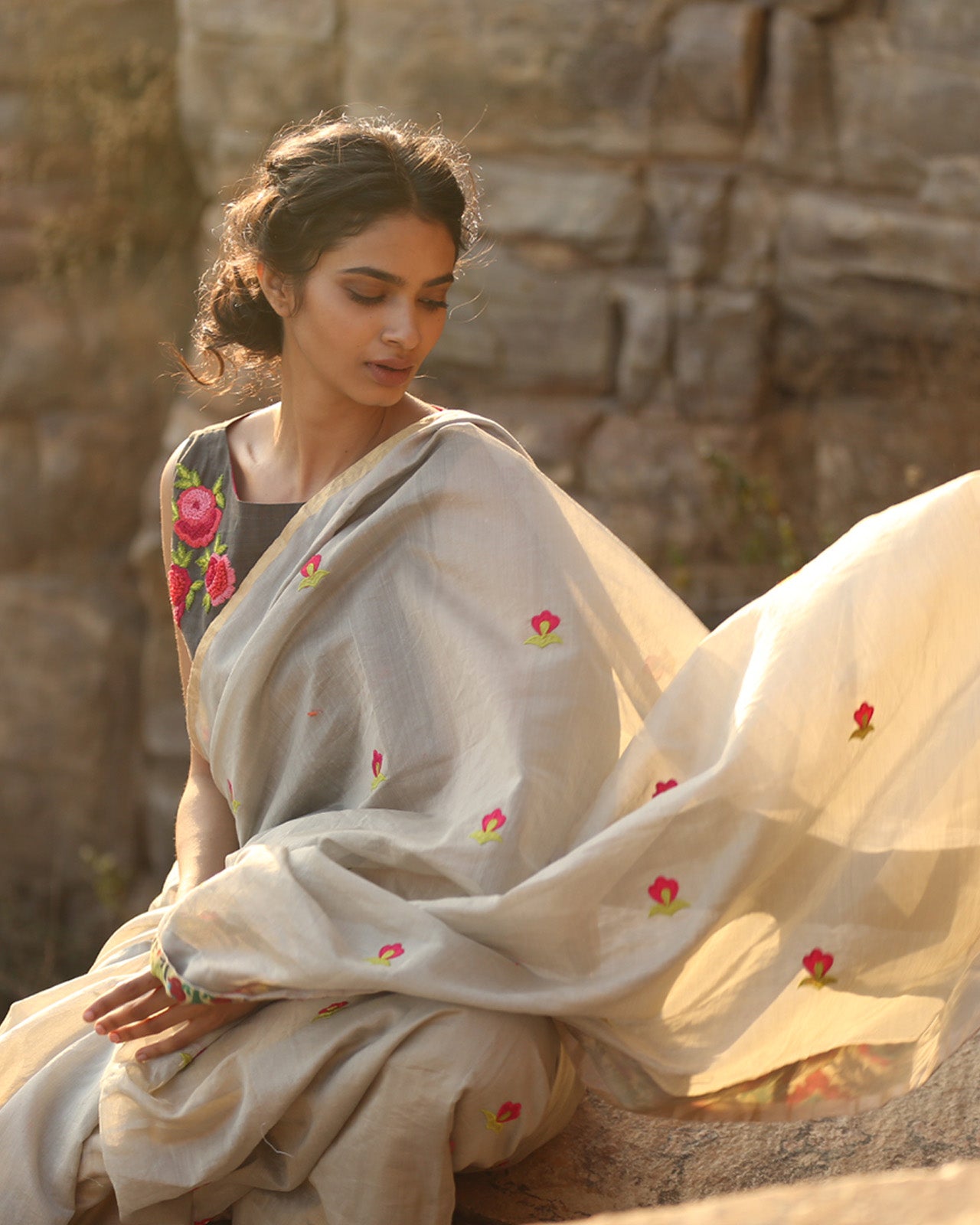 Grey Butti Saree