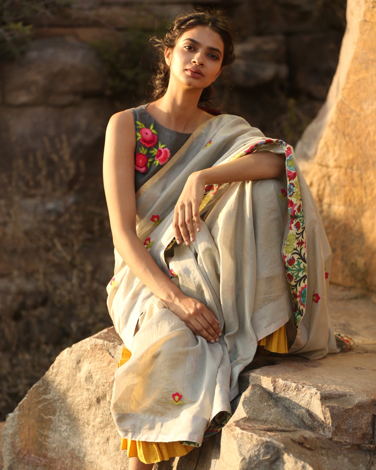 Grey Butti Saree