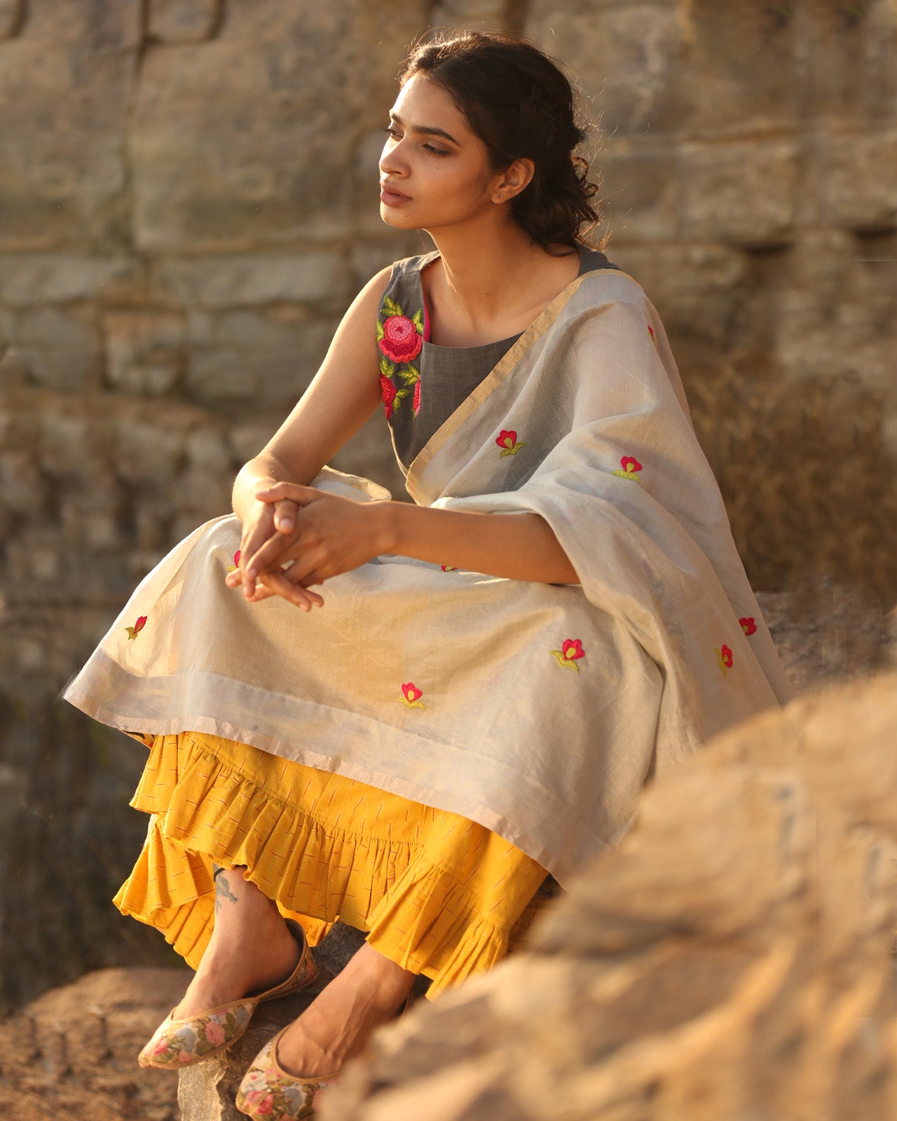 Grey Butti Saree