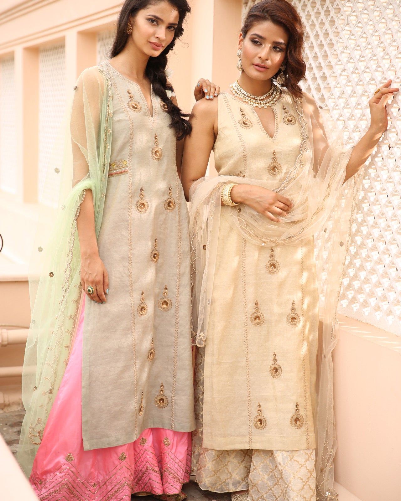 Nafees Pink Silk Sharara