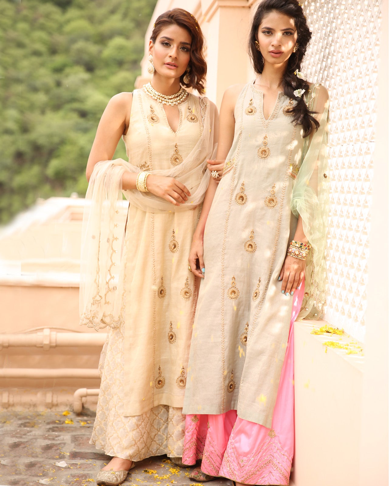 Nafees Pink Silk Sharara
