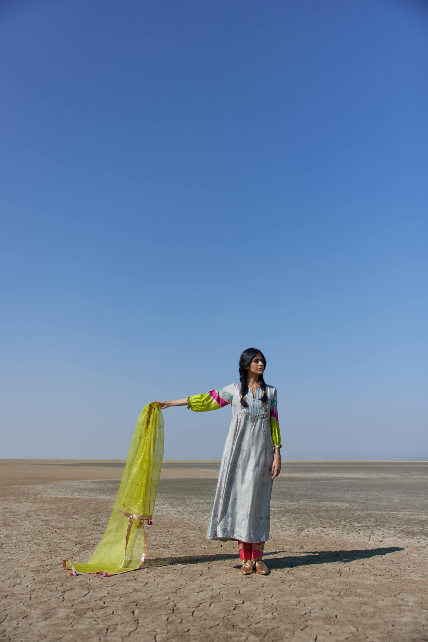 Winter Edit Grey Yoke Side Kali Kurta Set