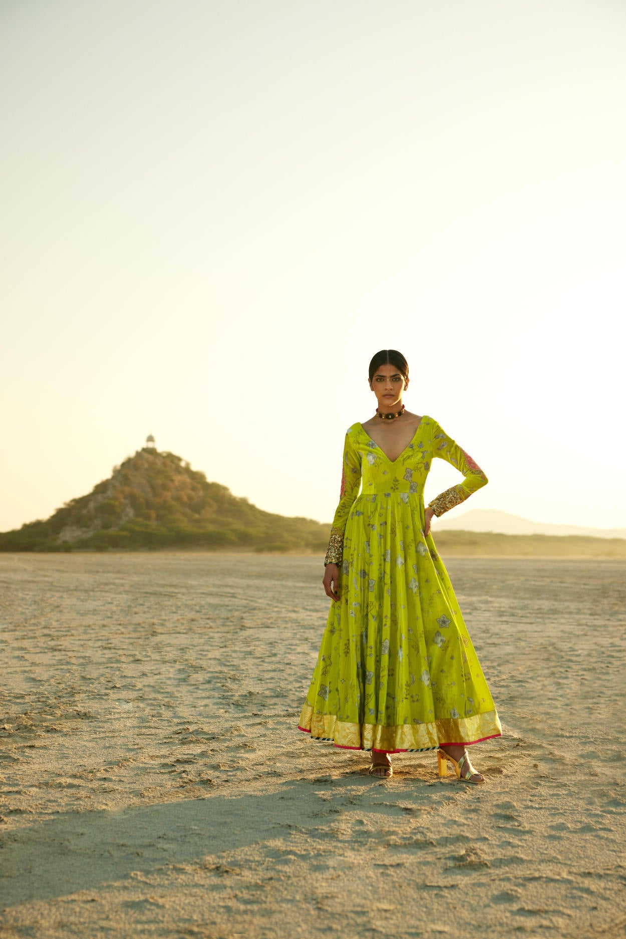 B.Green Printed Anarkali