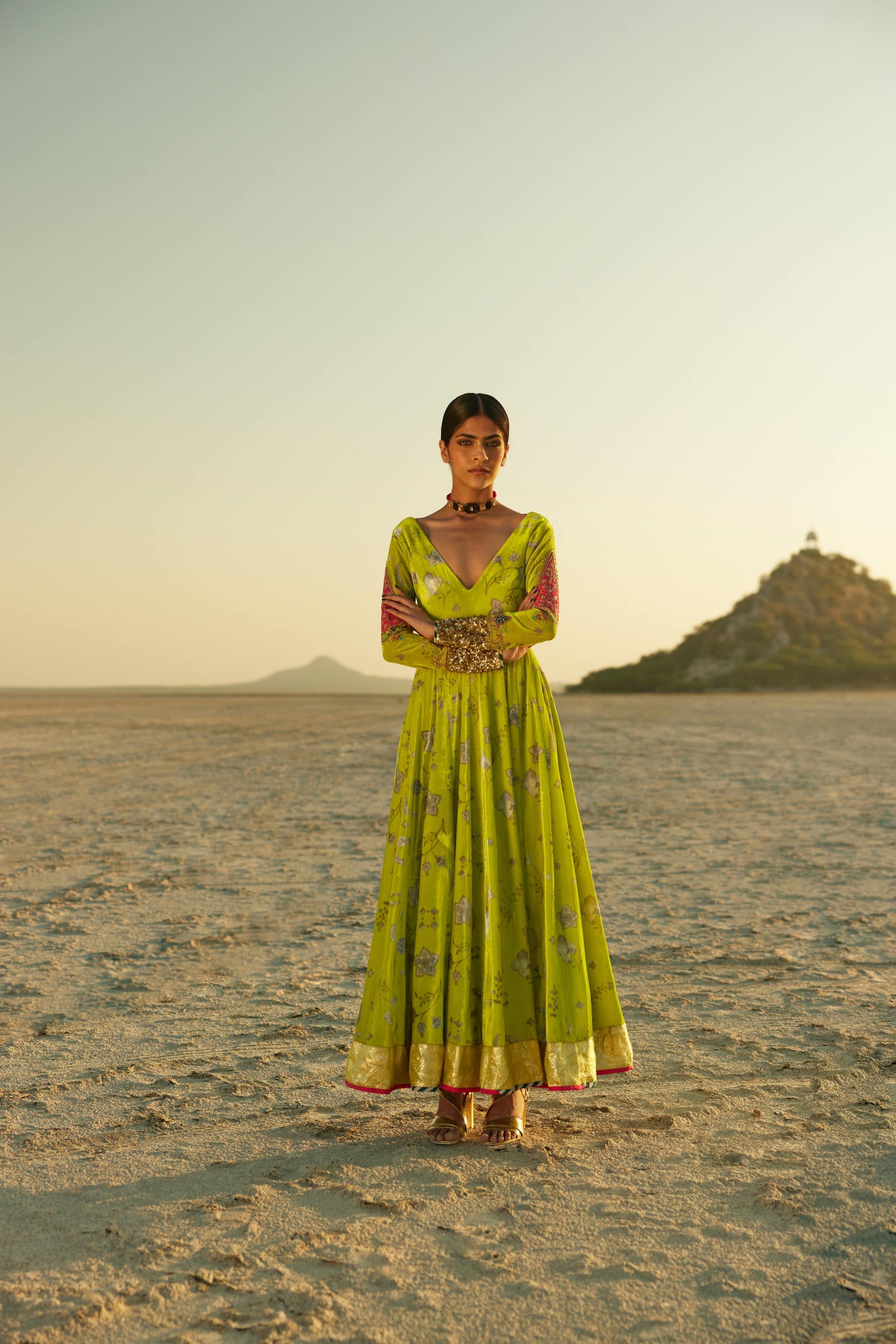 B.Green Printed Anarkali