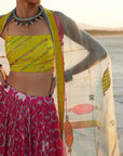 Printed Magenta Lehenga Set