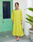Firdaus Bright Yellow Collar Puckering Kurta Set