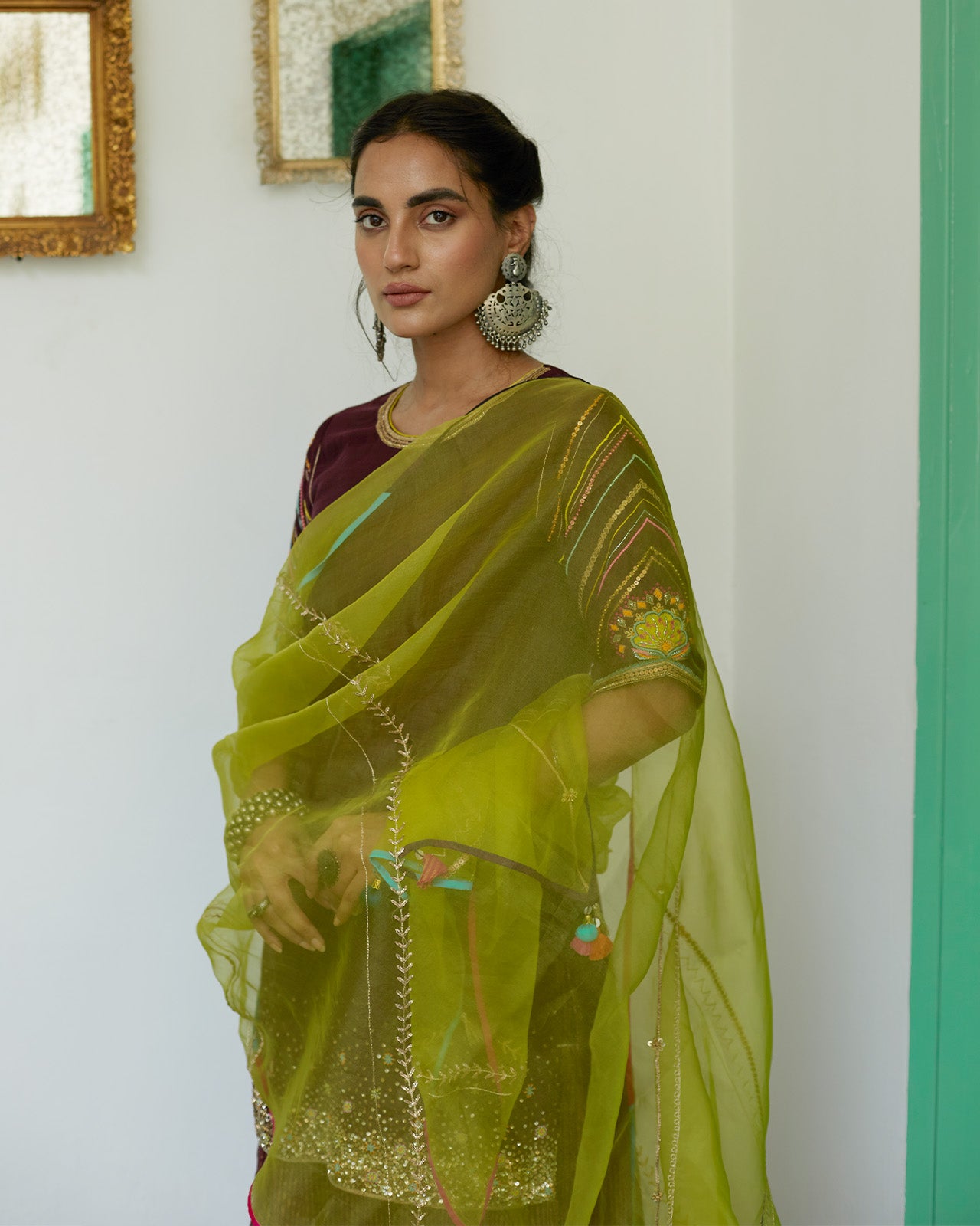 Firdaus Wine Gharara Set