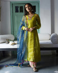 Firdaus Green A-Line Organza Set