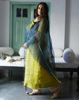 Firdaus Green A-Line Organza Set