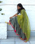Firdaus Olive Green Gharara Set