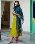 Firdaus Green Scallop Kurta Set