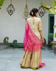 Firdaus Beige Hot Pink Gharara Set