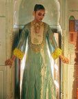 Khel Teal Tissue Yoke Kurta Set