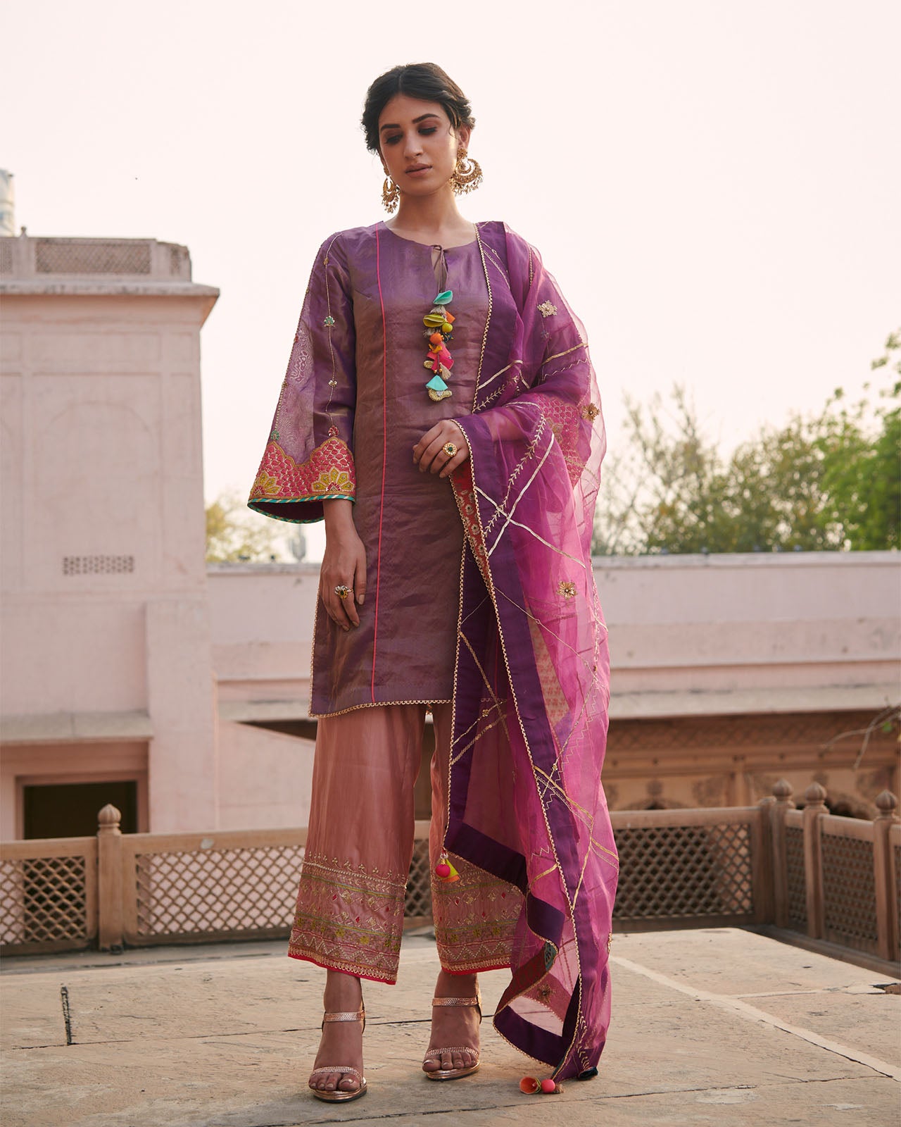 Zahra Purple Bell Short Kurta Set