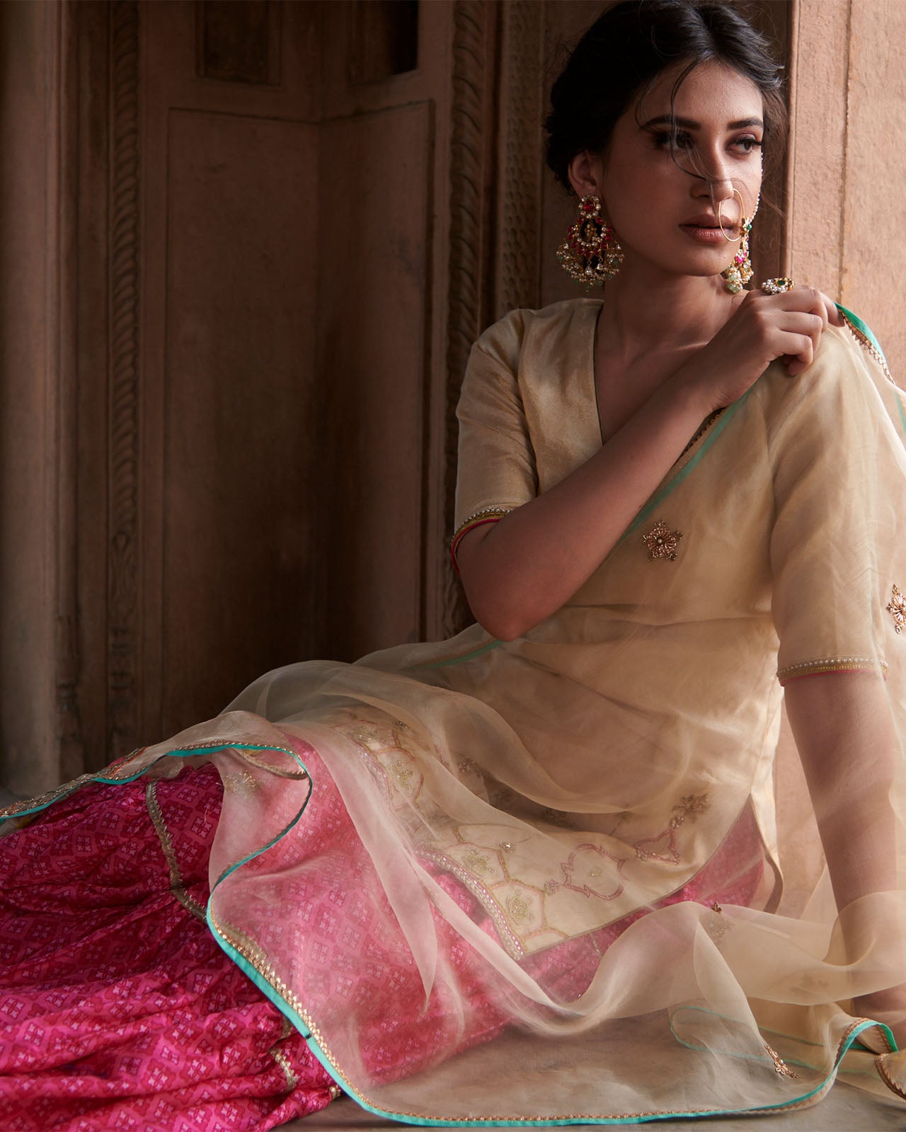 Zahra Ivory Payala Kurta Gharara Set