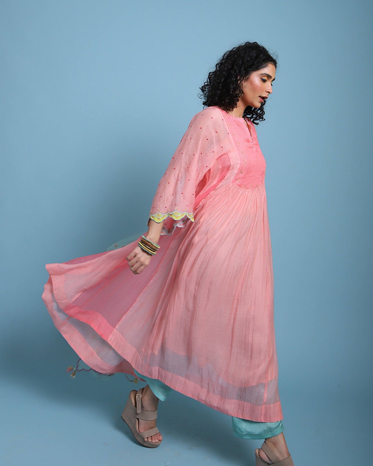 Life In Pink Organza Anarkali