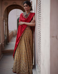 Zahra Antique golden-Jester Red Lehenga