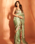 Shilpa Shetty Powder Blue Pearl Sprinkle Tissue Saree Set