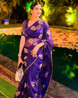 Jasmin Bhasin Purple Organza Bouquet Saree Set