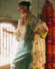 Khel Teal Tissue Yoke Kurta Set