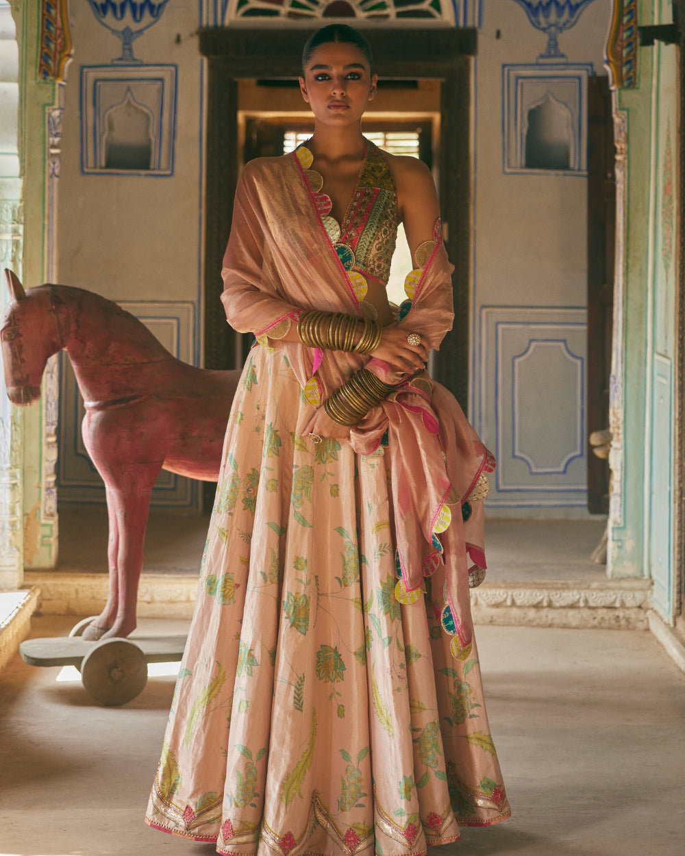 Khel Pastel Pink Printed Lehenga