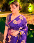 Jasmin Bhasin Purple Organza Bouquet Saree Set
