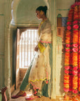 Khel Teal Tissue Yoke Kurta Set