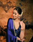 Ananya Panday Velvet Blue Kurta Set