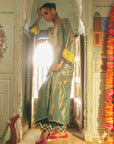 Khel Teal Tissue Yoke Kurta Set