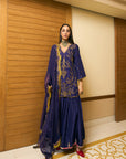 After Hours Purple Embroidered Silk Gharara Set