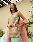 After Hours Sea Green Mirror Sharara Set