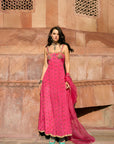 After Hours Hot Pink Embroidered Corset Anarkali Set