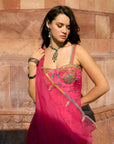 After Hours Hot Pink Embroidered Corset Anarkali Set