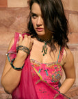 After Hours Hot Pink Embroidered Corset Anarkali Set