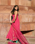 After Hours Hot Pink Embroidered Corset Anarkali Set