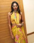 After Hours Yellow Embroidered Crepe Saree Set