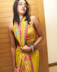 After Hours Yellow Embroidered Crepe Saree Set